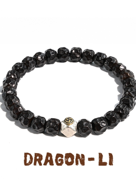 DRAGON LI狸花猫椰蒂无相925银八棱珠串珠手串情侣饰品闺蜜礼物