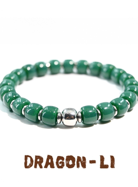 DRAGON LI狸花猫绿色雪巴琉璃钛钢隔珠串珠手串情侣饰品闺蜜礼物