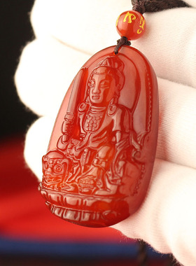 极速天然红玉髓吊坠十q二生肖属相守护项链男女本命佛一生守护随