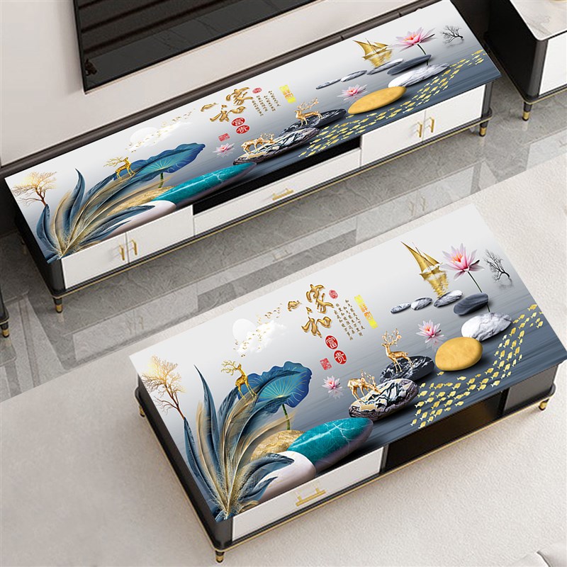 极速3D立体网红桌布中式防水x防油防烫彩色免洗加厚软玻璃餐桌垫