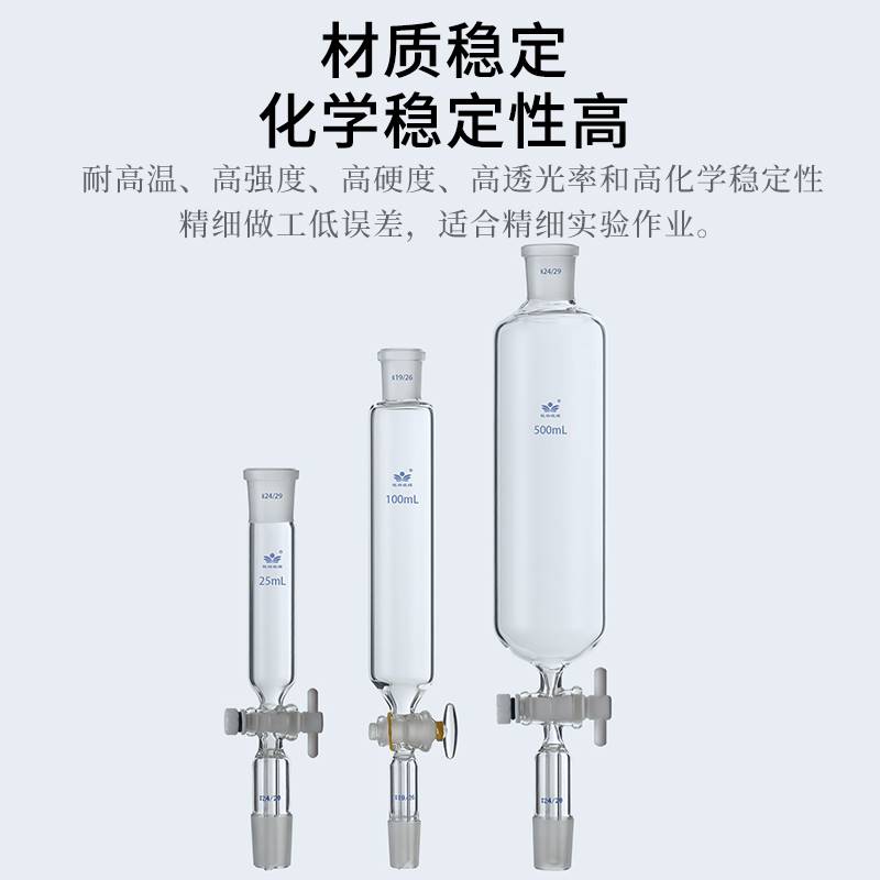 极速四氟筒形漏斗10/25/50/100/250/500/10M00/2000ml玻璃筒形分
