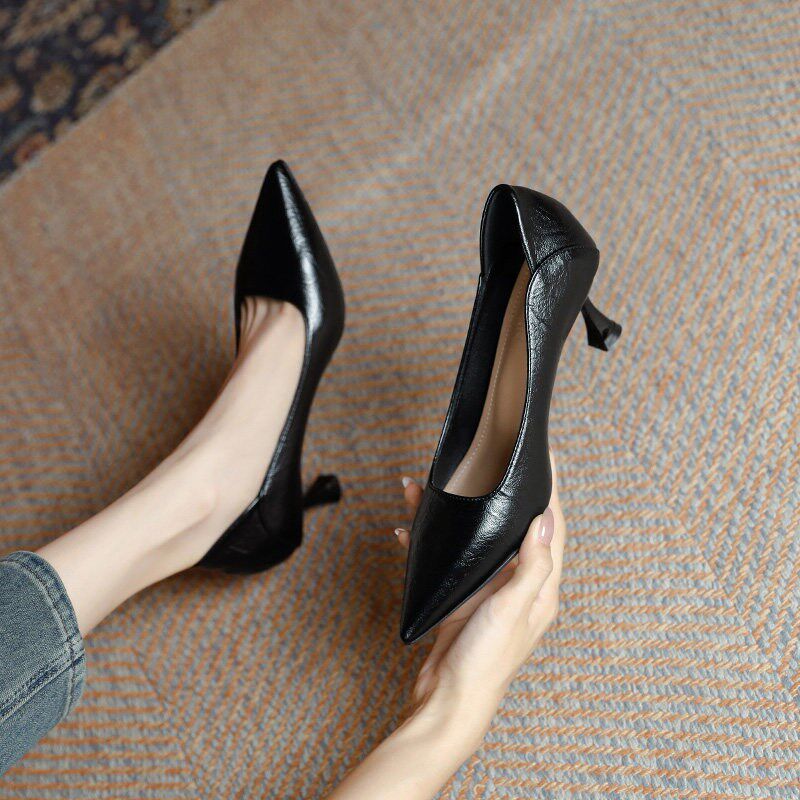 新品小码313233高跟鞋女细跟2026新款尖头软底不累脚X黑色职业工