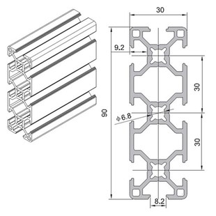 极速金甫工业铝合金型材3090 合金支架框架30x90自动化.机械操控