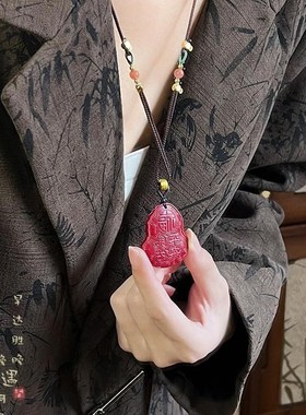 极速朱砂弥勒佛吊坠笑佛项链男女A本命年大肚佛毛衣链佛公情侣护