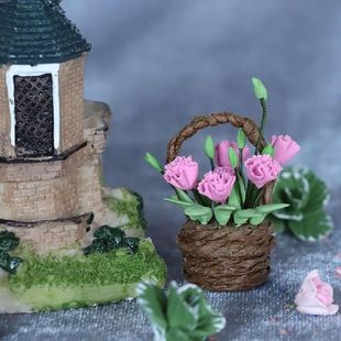 极速Flower Basket Model Pretend Play Dollhouse Flower ZBaske
