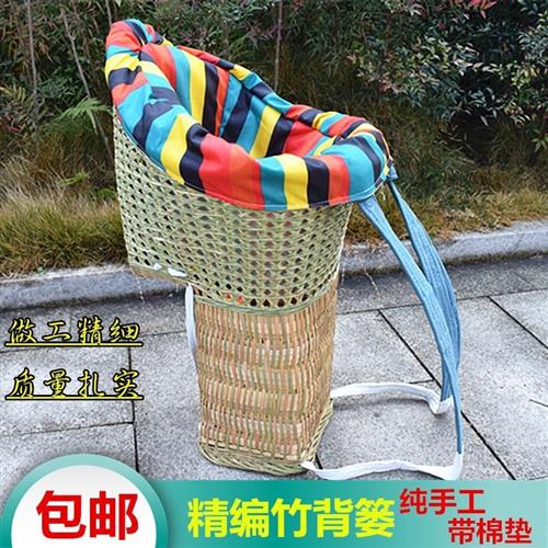 极速新品背篼手工竹编s竹篓背兜儿童背椅娃娃背袋婴儿座椅