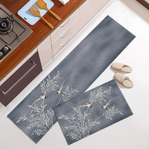 极速现代中式厨房地垫防滑吸水门垫进门脚垫卧室R长条床边地毯水