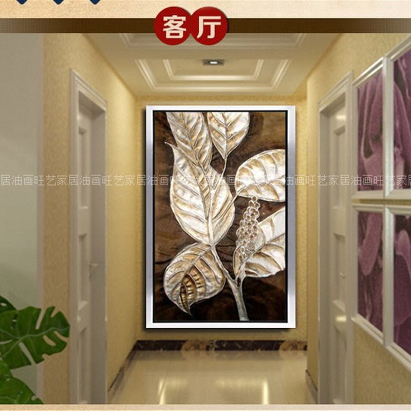 极速东南亚风格泰k式新中式纯手绘金箔油画玄关装饰画走廊过道挂