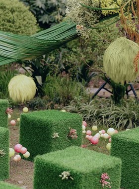 新品绿植展示g台正方体橱窗装饰直播间拍照道具美陈列布置打卡摆