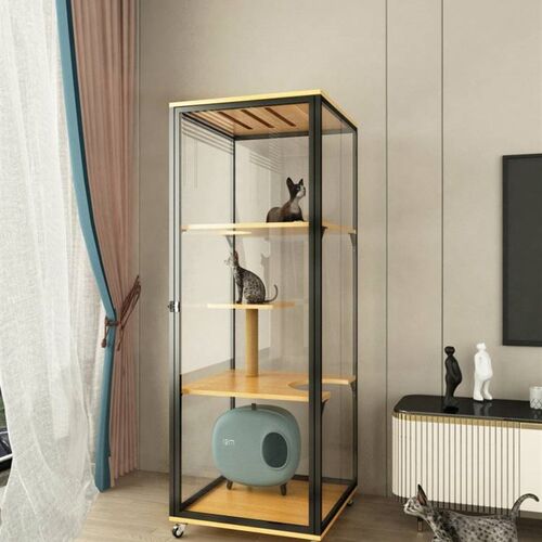 极速家用猫笼子别墅全景展示x柜子定制玻璃不占地猫房宠物店猫窝