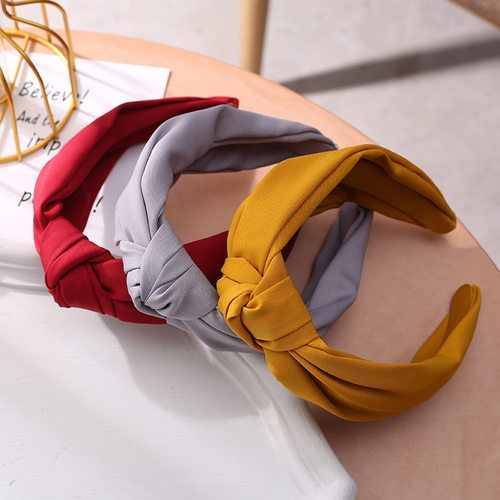 新品New cSolid Color Headband Knot Hair Hoop for Women Simpl