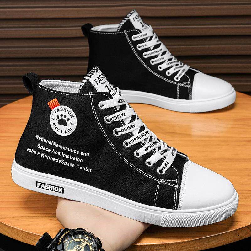 新品2026春季帆布鞋透气学生运动休闲百搭高帮R鞋潮流新款男鞋防