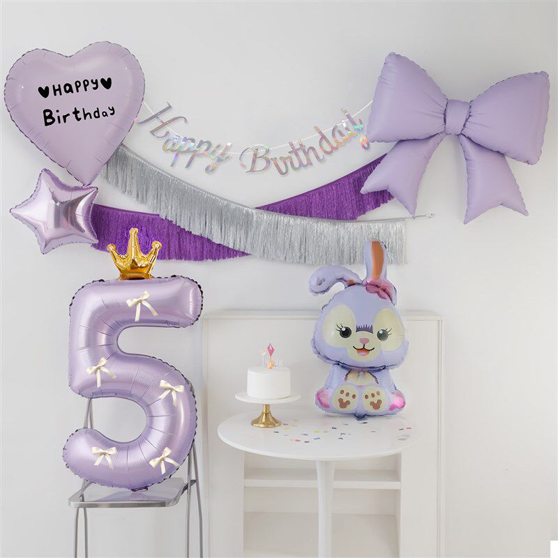 极速女孩2岁生日布置场景数字气球装饰紫色儿童S派对户外氛围拍照