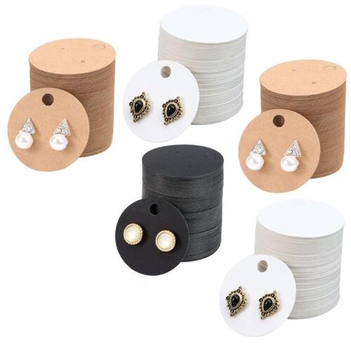 极速100cpcs Round Cardboard Earring Display Cards Blank Kraf