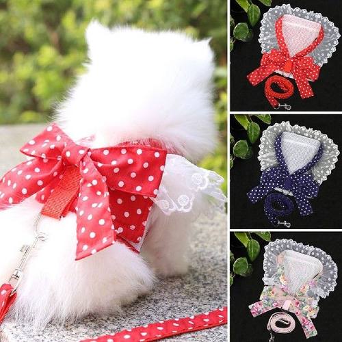 极速Fashion Cute Lace Bow ChestB Harness Dog Chest Harness a