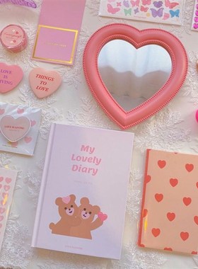 新品ins韩风粉色爱心镜子少女心可爱拍照道P具家居摆件网红打卡区