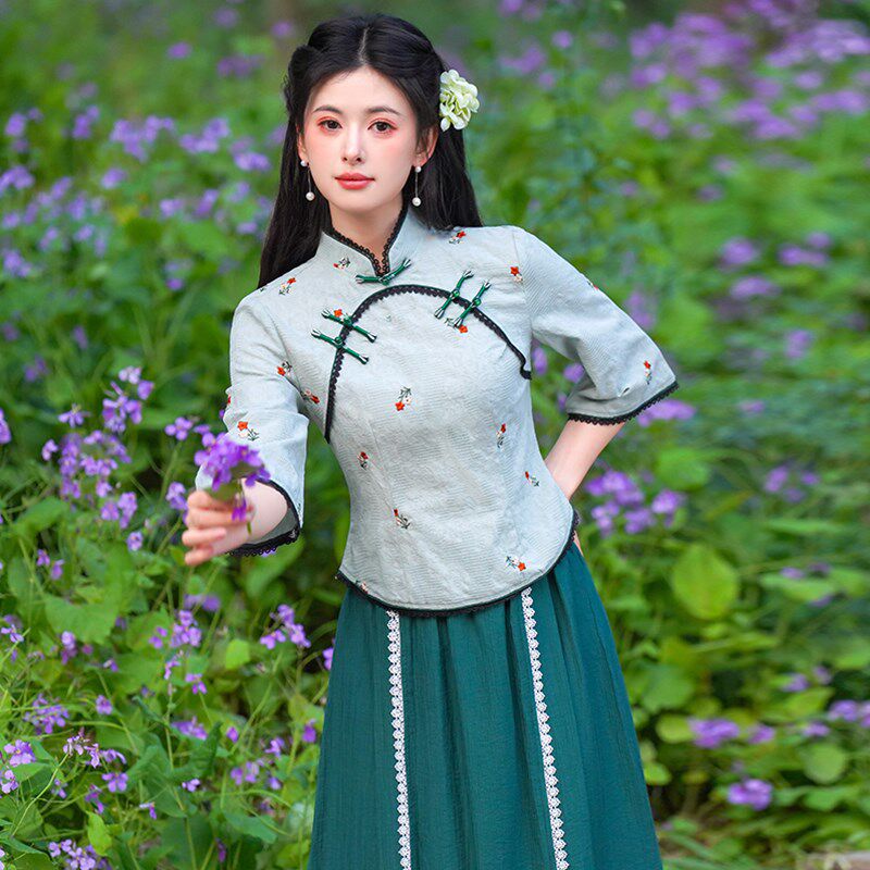 新品民国服装改良旗袍茶服茶艺师套装F中式禅意女装唐装中国风盘