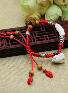 新品手工红绳e手链 diy生肖桃篮 男女宝宝 儿童婴儿狗牙猪惊骨编