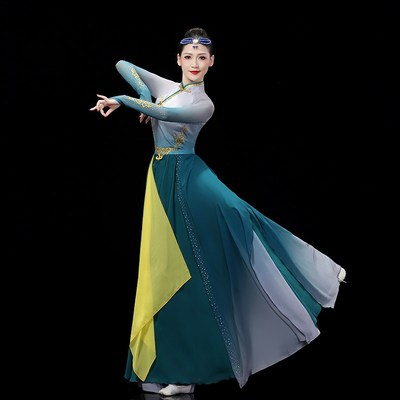 蒙古舞蹈演出服女大l摆裙2025新款少数民族成人艺考长裙蒙族连衣
