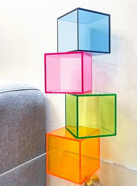 新品亚克力彩色收纳小盒子 拍照道具摆件桌面房T间装饰网红静物拍