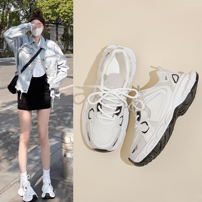 新品老爹鞋女2026新款春季w春夏女鞋子百搭厚底爆款网面透气休闲