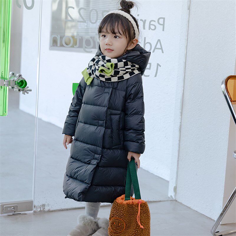 极速22年秋冬新款轻薄儿童羽绒服女童宝宝中长款保暖9Y0白鸭绒保