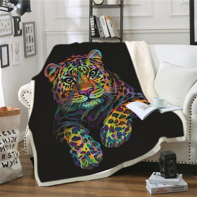 极速3D Tiger Lionm Dog Blanket sherpa Blankets for Kid Adult