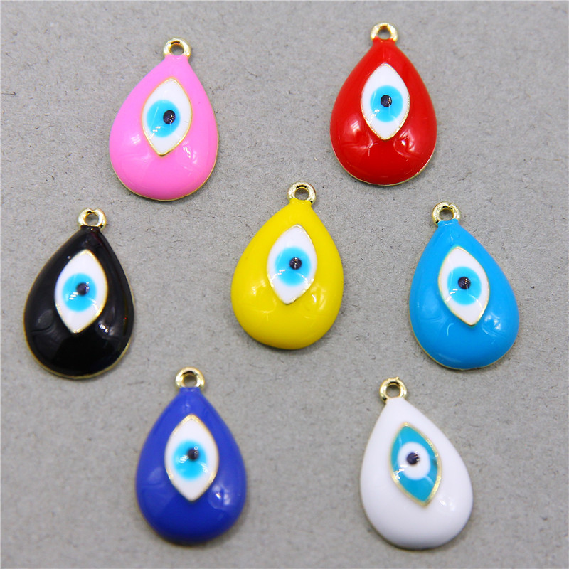 速发6pcs New Style Enamel Lucky Evil Eye Charms For Bracelet