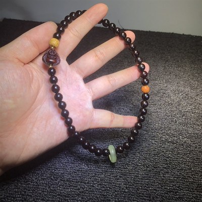 极速印度小叶紫i檀木作精雕刻招财弥勒双圈8mm手持手串佛珠手錬男