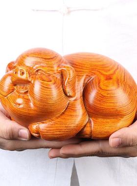 极速。黑檀实木质雕刻p招财十二生肖花梨猪摆件家居风水客厅装饰