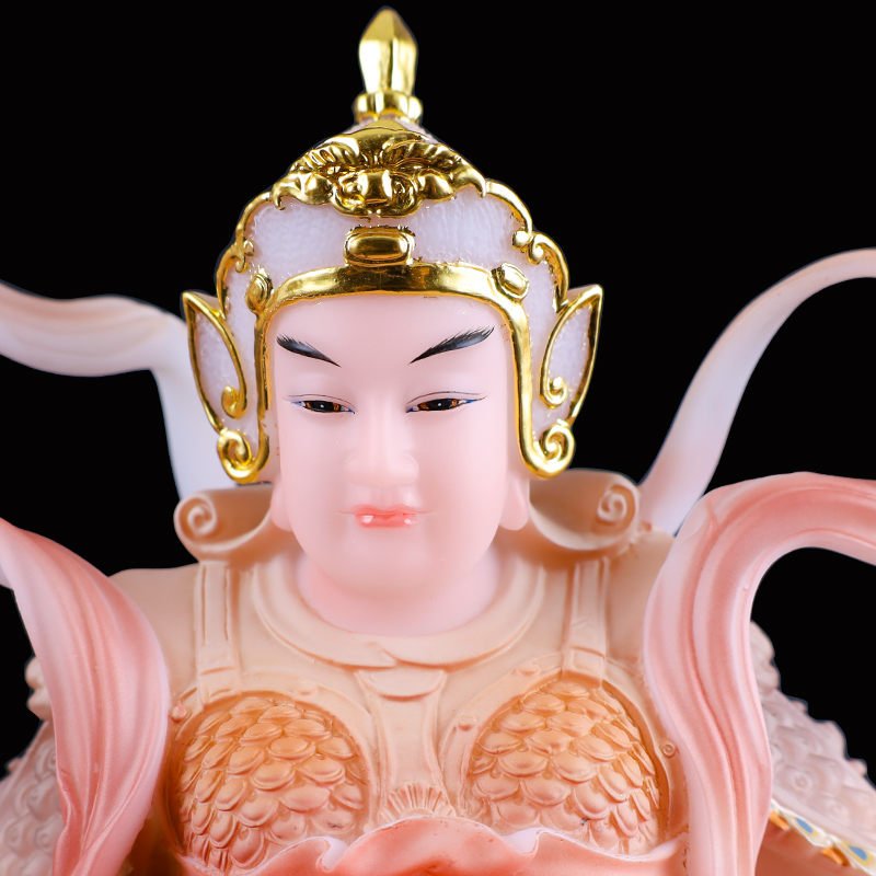 极速汉白玉彩绘伽蓝韦陀菩萨家用室F内佛像摆件左右护法关公神像