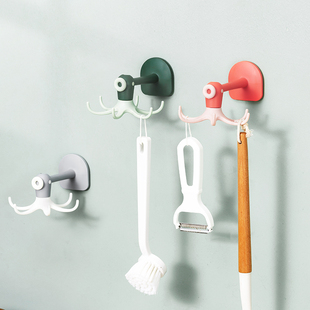 新品Kitchen hanger rotatable adhesive hook punch-freXe wall-