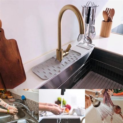 极速Kitchen Faucet Absorbent Mat Sink Splash Guard WSilicone