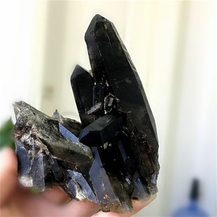 极速天然黑水晶簇茶晶簇烟晶原石原矿黑色水N晶柱居家办公客厅装