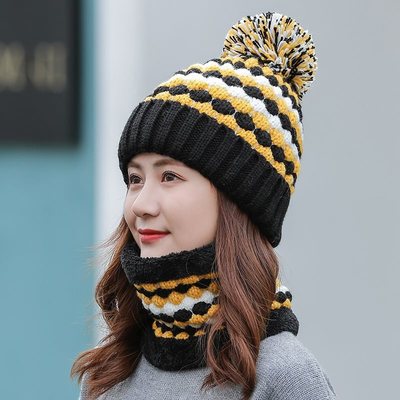 极速A  women winter knit warm hat set riding Pwindproof ear