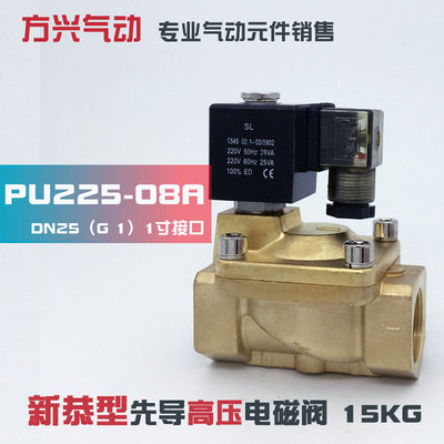 PU225-08A SLP-25 1寸先导式电磁阀 新恭型水阀气阀16公斤 AC220V