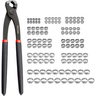 MAXPOWER 100pcs Single Ear Hose Clamps with Ear Clamps Plier