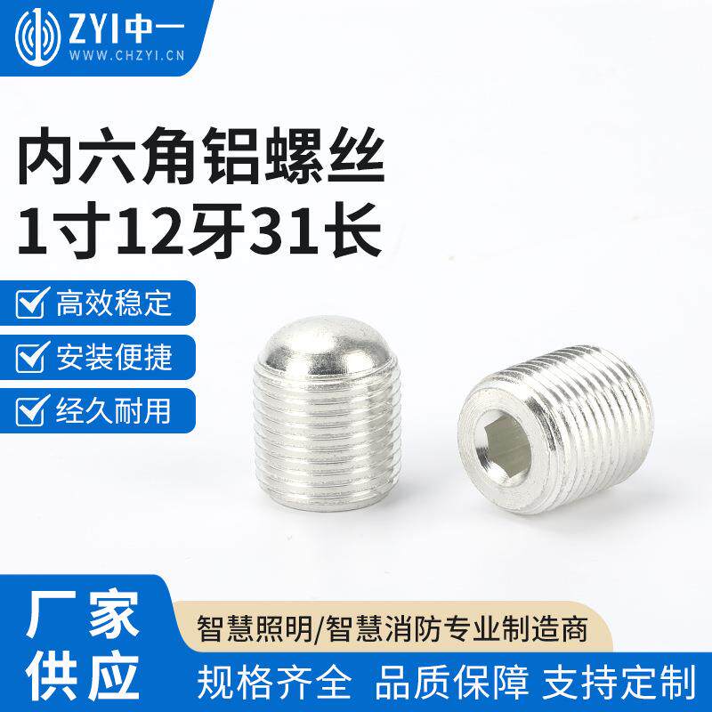 内六角铝螺丝1寸12牙31长轻载型弹簧柱塞 不锈钢带螺纹型弹顶珠
