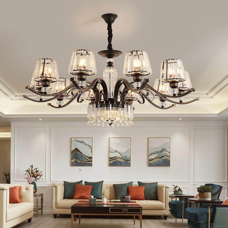 中山灯具客厅轻奢水晶灯美式餐厅灯具双层新款大厅复式楼大吊灯,家装灯饰光源,其它灯具灯饰,淘宝优惠券,粉丝福利购,淘宝优惠卷