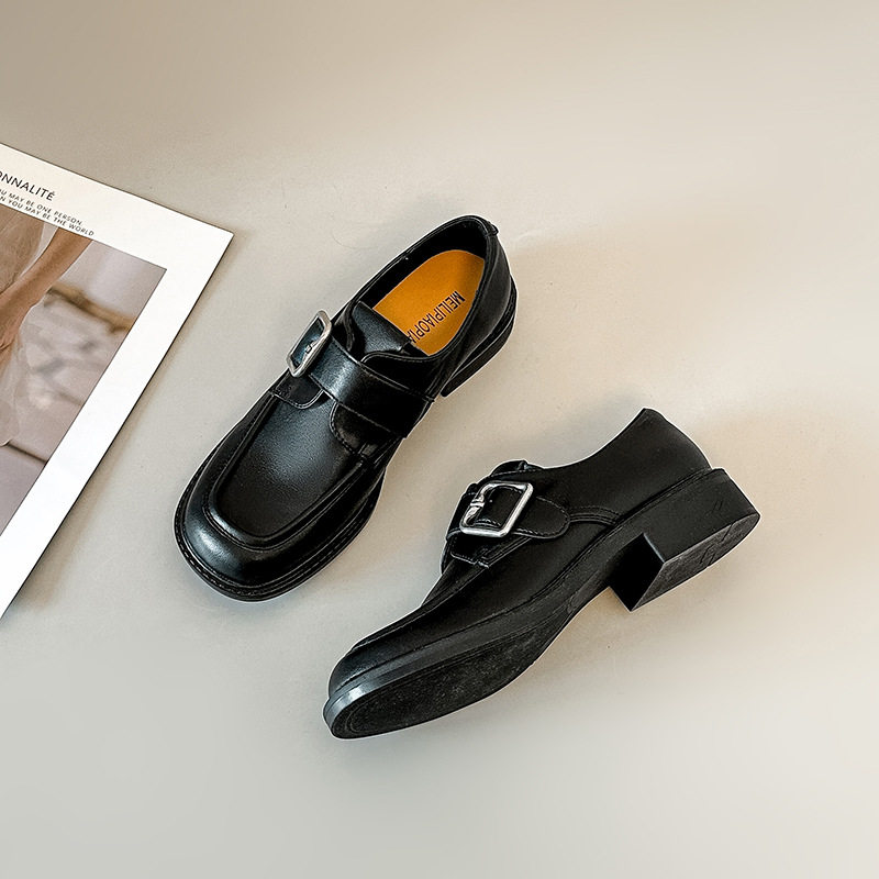 方头皮带扣小皮鞋女2026新款粗跟学院风乐福鞋懒人百搭单鞋,女鞋,乐福鞋（豆豆鞋）,淘宝优惠券,粉丝福利购,淘宝优惠卷