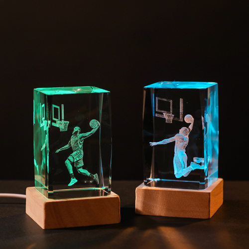 3d内雕科比詹姆斯球星手办小夜灯创意水晶篮球摆件送男生生日礼物