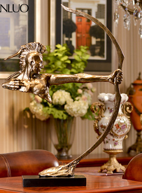 古典印第安射手树脂摆件家居玄关客厅书房复古装饰树脂工艺品摆件