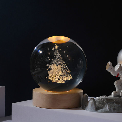 星空灯水晶球小夜灯内雕3d太阳系玻璃球桌面装饰摆件生日礼物