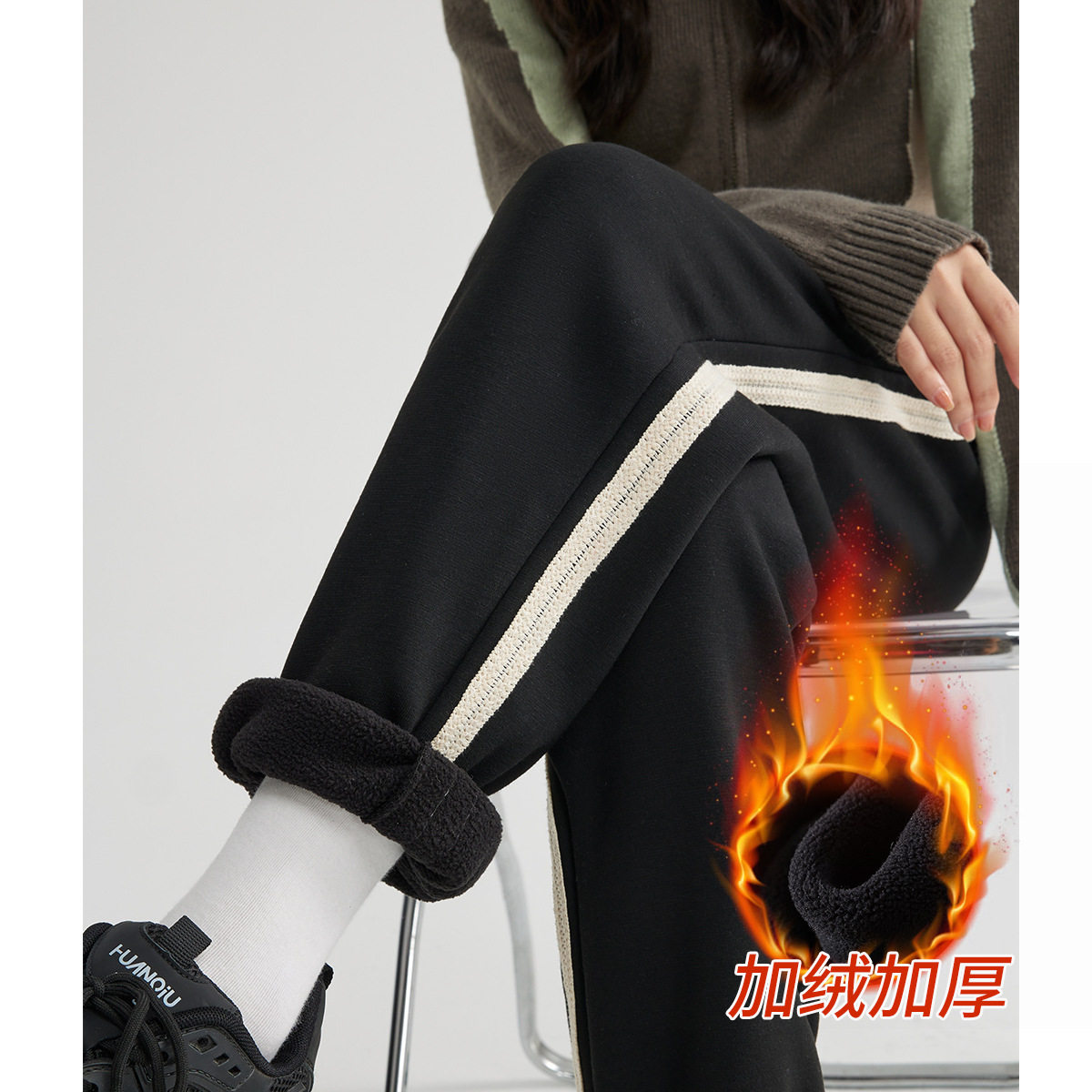 运动裤女裤子2026新款小个子束脚裤灰色休闲秋冬百搭加绒九分卫裤