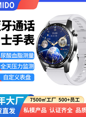 F400运动手表监测压力ECG心电血糖尿酸蓝牙通话SOS智能手表男