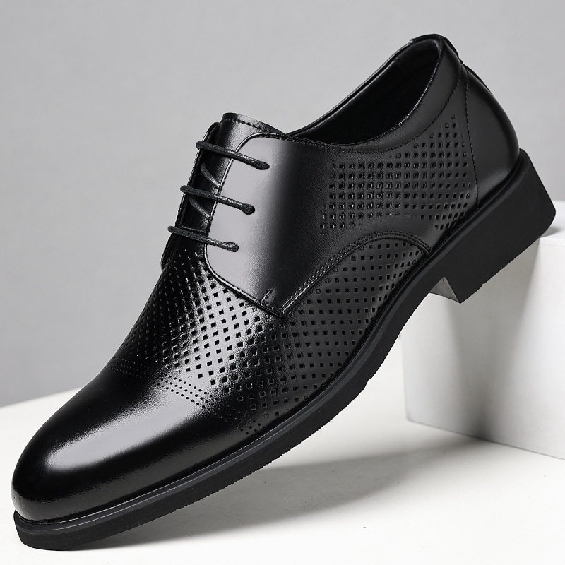 皮鞋男2025夏季新款镂空商务正装打孔凉鞋男士透气大码通勤德比鞋,流行男鞋,正装皮鞋,淘宝优惠券,粉丝福利购,淘宝优惠卷