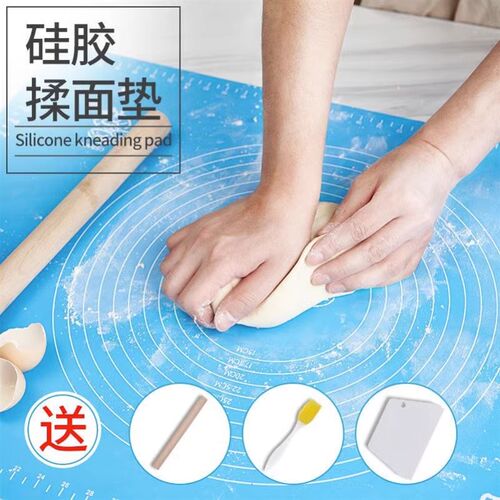 热销擀面杖家用三l件套硅胶垫加厚烘焙工具厨房用品和面垫子面板