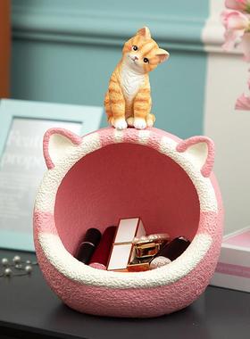 慧心巧聚钥匙收纳摆件猫咪家居饰品卧室客厅桌面摆设新家玄关收纳