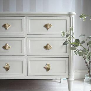 硕南北欧风黄铜小拉手整体橱柜家俱衣柜门把手抽屉金色银杏叶拉手