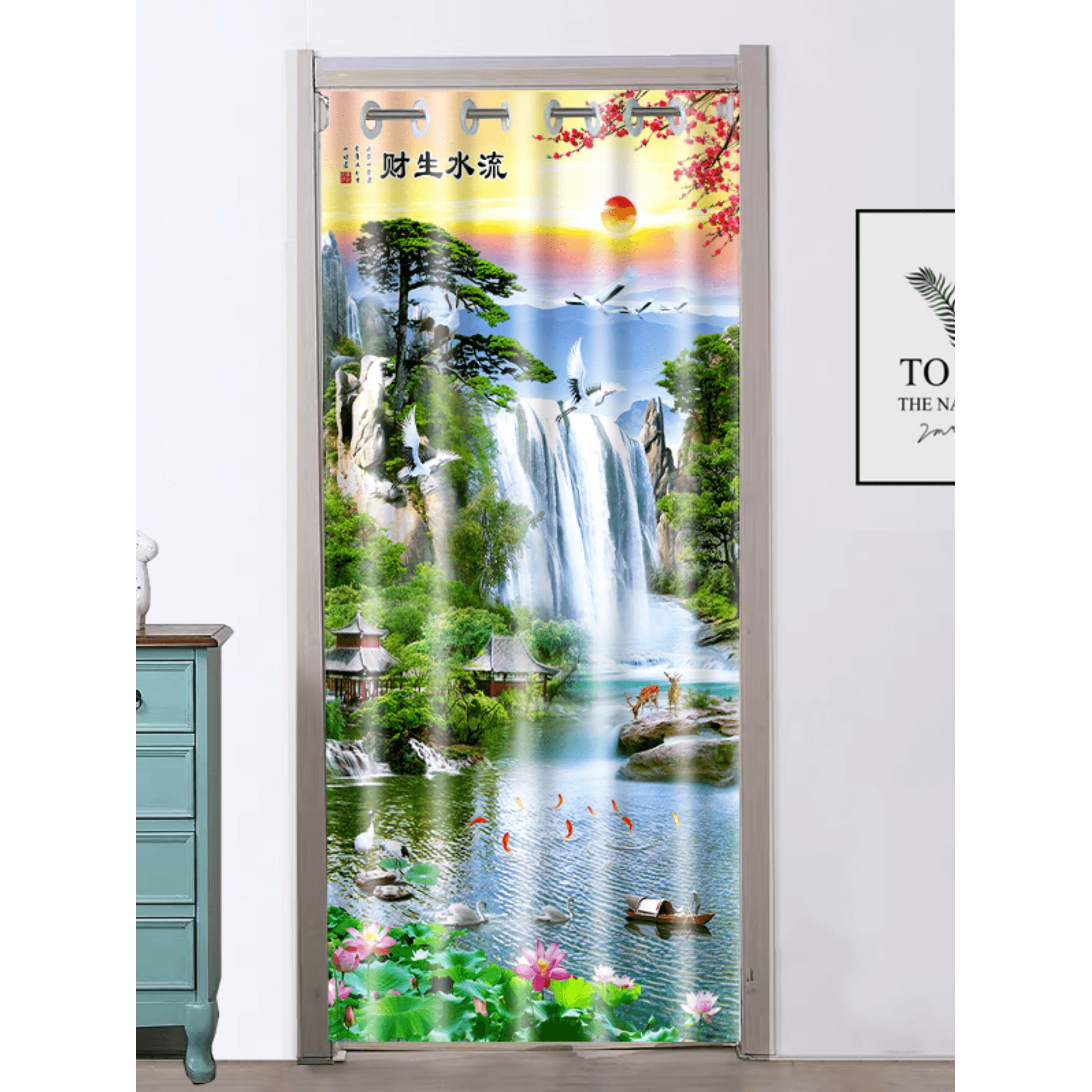 新免打孔门帘隔断帘遮挡风卧室厕所厨房卫生间布帘子空调帘防冷气